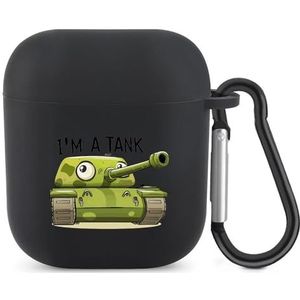 I'm A Tank Leuke Case voor AirPods 2&1 Schokbestendige Beschermende Hoofdtelefoon Gevallen Cover Met Sleutelhanger Voor Mannen Vrouwen