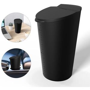 Universele Afvalemmer met Deksel voor in de Console of in de Deur, voor in de Auto Thuis Kantoor Keuken Woonkamer zwart