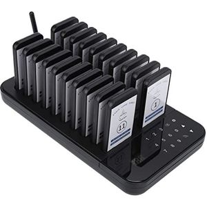 Pagersystemen, 100‑240V Draadloos Oproepsysteem Brede Toepassing 3 Oproepmodi met 20 Pagers voor Restaurants (EU-stekker)