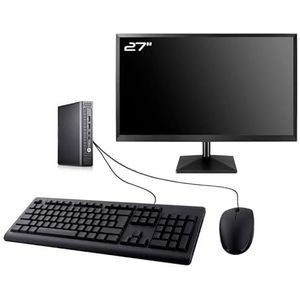 PC HP EliteDesk 800 G1 DM, 27 inch monitor Intel I7-4770T RAM 16 GB SDD 240 GB W11 WiFi (gereviseerd)