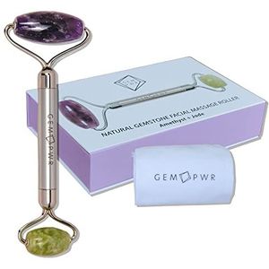 VERSAINSECT ethyst + Jade Roller for Face and Neck Massage, Dual Gemstones with Durable Steel Handle and Travel Bag. Minimize Wrinkles, Reduce Puffiness and Restore Skin's Elasticity and Radiance
