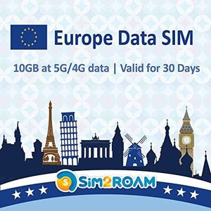 Europa ALLEEN data SIM-kaart 30 dagen | 5G/4G LTE hoge snelheid prepaid data-simkaart | Goede verbinding | HERVULBAAR! (10 GB / 30 dagen)