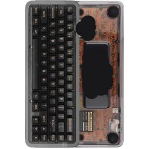 QPSJXN Transparant mechanisch toetsenbord B67 RGB, drie modi, kristal-gamingtoetsenbord met lichte maanschakelaar, draadloos (Black Crystal)