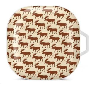 Moose Pattern Oordopjes Hoesje Compatibel met Samsung Hard Shell Beschermhoes Wit-Stijl