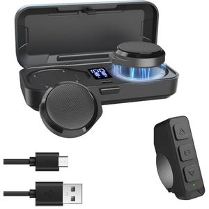 OBEST Motorhelm Bluetooth Headset, Motorfiets Bluetooth Helm Speaker, Draadloze Installatie met Afstandsbediening, BT5.3 Ruisonderdrukking 1900mAh Batterij 50+ Uur Werktijd voor Skiën Rijden