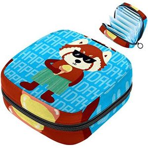Kleine make-uptas,draagbare make-uptas,vakantie rode panda en ijs,Travel Makeup Case Organizer for Women with Zipper
