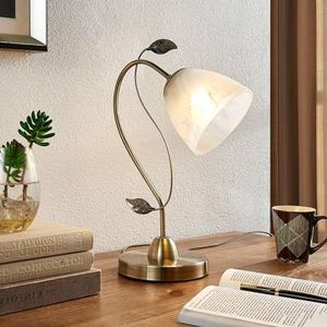 Lindby Tafellamp 'Michalina' (modern) in Wit uit glas o.a. voor woon-/ eetkamer - Tafellamp, schemerlamp, bureaulamp, Klemlamp, Nachtkastlamp