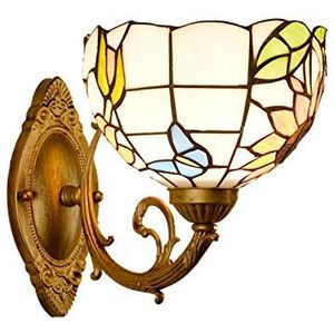 Vintage Wandlampen, Tiffany Wandlamp,1 Licht, Handgemaakte Bedside Lamp In Lood Voor Woonkamer Hal Studie, E27