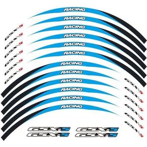 wiel vorm Motorfiets Stickers Voor Achter Wielen Decals Reflecterende Velg Strepen Sticker Voor GSX-S750 GSXS 1000 750 GSXS 750(Color:Blue 5)