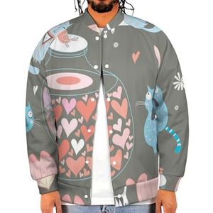 Cat Lovers Grappige mannen Baseball Jacket Gedrukt Jas Zachte Sweatshirt Voor Lente Herfst