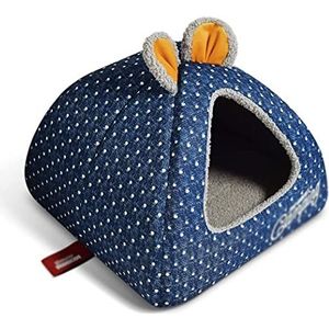 Zachte Kattenslaapplaats Draagbaar Huisdierbed Kattenhuis Warm Zacht Huisdier Nest Tent Afneembaar Wasbaar Kattennest Nest Puppy Kennel Kat Hondenbed Huisdierbed (Color : Blu, Size : 45 * 45cm)