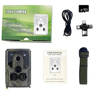 Wilde dierencamera Infrarood Game Camera Camera Waterdicht 1080p Trail Camera Outdoor Motion Detection Cam Camouflage 32G Geheugenkaart, Kaartlezer Verkenning, beveiliging van het huis(02)