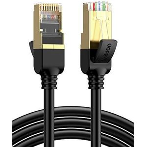 UGREEN Cat 7 Ethernet-kabel, netwerkkabel 10 Gbit/s, 600 MHz/s, LAN-kabel STP voor PS4, PS3, videogameconsoles, TV-box, modem, router, switch, access point, compatibel met CAT5/CAT5e/Cat6, zwart (5 m)