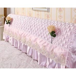 Kanten Hoofdbordhoes, Stretchbedhoes, Luxe Europese Hoofdbordbeschermers, voor Tweepersoons en Kingsize Bed(Light Pink,120cm/47in)