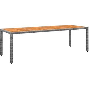 AJJHUUKI Tuinmeubilair Tuintafel Grijs 250x100x75 cm Poly Rotan & Massief Hout Acacia Meubels