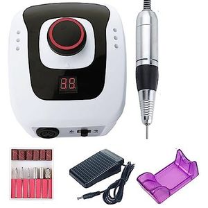 Elektrische nagelvijl, 35000 RPM elektrische nagelboormachine, manicure-pedicure-boorset, nagelsalon polijsten, frezen linkerhand nagelboor voor zowel natuurlijke als kunstnagels