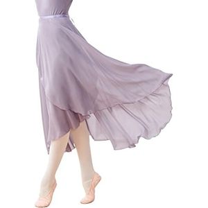 Dames Ballet Wrap Rok Dames Lange Transparante Dans Rokken, Grijs Paars, One Size