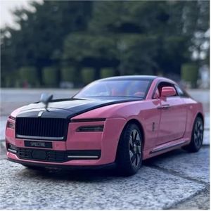 Gegoten lichtmetalen automodel Voor Rolls-Royce 1/24 Speelgoed Auto Model Hoge Simulatie Legering Geluid Licht Trek Speelgoed Voertuig Voor Jongen Kerstcadeau collectie (Color : Pink)