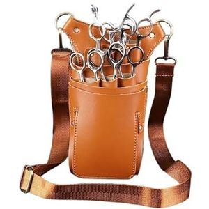 Kapperstas voor uitrusting 6-Zakken Haar Schaar Leren Etui Heupriem Kapper Pakket Salon Holster Pouch Kappers Schaar Kit Gereedschapstas Kappers Tas(Orange)
