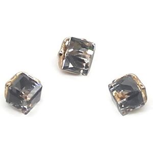 Knopen voor naaien 6 Stuks Strass Kleine Glazen Knoppen Diamante Juweel Helder Vierkante Schacht Knop Craft for Jas Kleding-Rood, 11mm (Color : Grey)