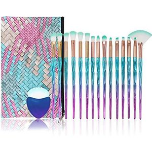 Make-up borstel Sets,NIZIYI 16 STKS Make-up Cosmetische Borstels Set Diamant Vorm Poeder Stichting Wenkbrauw Lip Concealer Borstel Tool voor Kerstmis Verjaardagscadeau