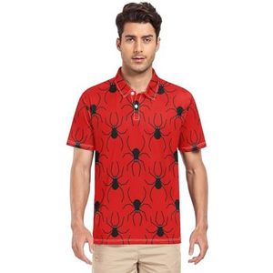 LI ZHI XIN Heren poloshirt korte mouwen werk T-shirt zomer top klassieke kraag sweatshirt met 2 knopen voor golf tennis outdoor sport spin cartoon patroon, Meerkleurig, S