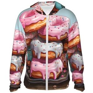 WSOIHFEC Heren UPF 50+ zonbescherming hoodie jas lichtgewicht lange mouw cartoon donuts zon shirt wandelen rashguards, Zwart, XXL