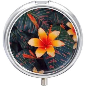 Hawaii Tropische Bloem Pil Case Reizen Pil Container Mini Reizen Geneeskunde Tablet Vitamine Houder Organizer Geneeskunde Kabeljauw Leverolie Opslag