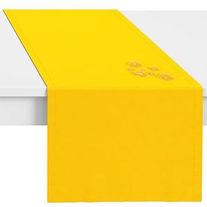 LILENO HOME Tafelloper afwasbaar [40 x 140 cm], geel - gezoomd polypropyleen weefsel tafelloper tafelkleed waterdicht met vlekbescherming