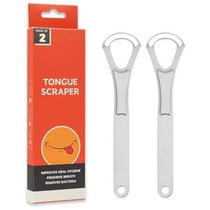 2 stuks tongschraper van roestvrij staal, tongreiniger, dubbellaags, tongschraper, tongschraper, tongreiniger, vermindert slechte adem, verfrist de adem