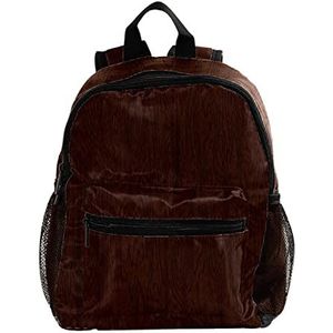 Leuke Fashion Mini Rugzak Pack Bag donkerbruin hout textuur patroon, Meerkleurig, 25.4x10x30 CM/10x4x12 in, Rugzak Rugzakken