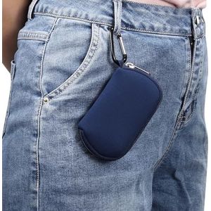 Telefoonholster Schokbestendige neopreen oortelefoon draagtas met karabijnhaak, draagbare draagtas compatibel met draadloze oortelefoon sleutel USB-adapterkabel, waterbestendig Riemclip(Blu)