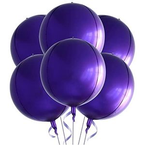 Ballonnen 6 stks 22 inches Rose Gold Big 4D ballonnen 360 graden ronde metallic rose gouden ballonnen verjaardag douche bruiloft decoraties Heliumballonnen (Size : Purple)