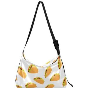 FRODOTGV Taco op witte mannen grote crossbody tassen Womens schoudertassen zijtas, Taco op Wit, 1 size