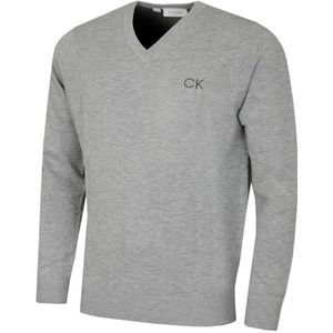 Calvin Klein Heren V-hals Tour Duurzame Golfsweater - Zilver - L