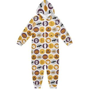LI ZHI XIN Kinderpyjama uit één stuk met capuchon voor jongens en meisjes, jumpsuits voor kinderen, onesie, slaappak, alles-in-één pyjama, winter, warme huisjumpsuit, 5-14 jaar, Halloween, pompoen