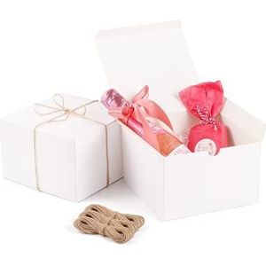 ValBox 6 x 6 x 4 geschenkdozen met 90 ft touw 20 pack witpapier geschenkdozen met deksels voor geschenken, knutseldozen van Cupcake, eenvoudig te monteren bruidsmeisjes voorsteldozen