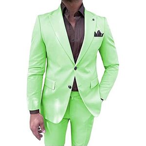 Herenpakken Casual Regular Fit Twee stukken Solid Prom Tuxedos Business Jacket Blazer+broek Bruidstoffen (Kleur : Mint, Maat : 54)