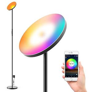 Slimme Vloerlamp, LED Uplighter-Vloerlamp, RGB Wifi-Dimbare Vloerlamp Aanraak- / Spraakbesturing, Werkt Met Smartphone, Alexa En Google Home, Ideaal Voor Feestkamers, Slaapkamers