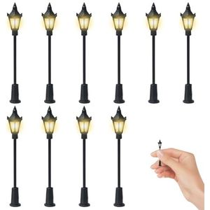 Miniatuur Straatlantaarn Model Lamp Post Model Straatlantaarn 10 Stks Simulatie DIY Lamp Post 6,8 cm Warm Verlichting Mini Straatlantaarn voor Architectuur Model Spoorweg Landschap Landschap