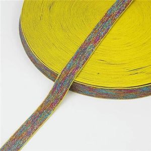 Elastische band 2,5 cm kleurrijke glitter elastiekjes breed 25 mm voor hoofdband duurzame broek rok riem naaien kledingaccessoires 1M-gele kleur-25mm-1M