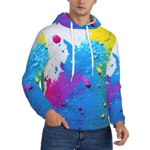 TTIGLHOH Verf Splatter Achtergrond Winter Hoodies Voor Mannen Fleece Gevoerde Sherpa Trui Kangoeroe Pocket Comfort Fit, Winter Sweatshirt, Zwart, M