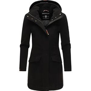MARIKOO Leilaniaa Winterjas voor dames, warme wollen jas met capuchon, XS-XXL, zwart, XL