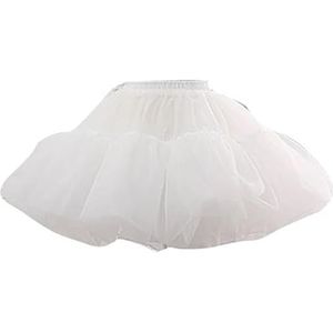 A-lijn zoom Bruiloftsaccessoires Meerlaagse organza korte gezwollen jurk Vintage onderrok (Color : White M 45cm)