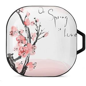 Japanse kersenbloesem oordopjes hoesje compatibel met Samsung hard shell beschermhoes zwart-stijl