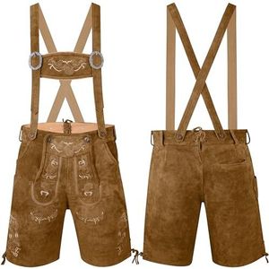 TR Martha Premium lederhose voor heren - elegante klederdrachtbroek maat 46-60 - designer lederhose in 4 kleurvarianten, middelbruin, 50