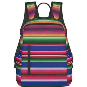 EdWal Hibiscus Bloemenprint Lichtgewicht Mode Casual Rugzak College Bag, Voor Outdoor Reizen Zakelijk Werk, Kleurrijke Mexicaanse strepen, Eén maat