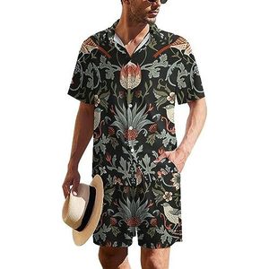 Enchanted Flowers And Birds Hawaiiaanse pak voor heren, 2-delig, strandoutfit, shirt en korte broek, bijpassende set