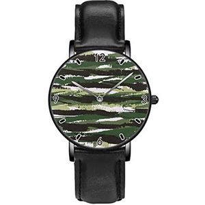 Abstracte Camouflage Textuur Horloges Persoonlijkheid Business Casual Horloges Mannen Vrouwen Quartz Analoge Horloges, Zwart
