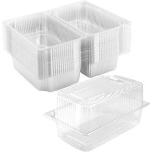 PINGEUI 100 stuks doorzichtige taartdozen, 7,2 inch plastic cupcakecontainers met deksels, vierkante taartdoos, individuele taartdozen voor salade, sandwich, dessert, taartplakje, muffin, kaas, pasta